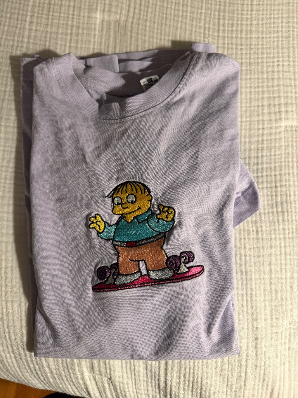 Authentic Simpsons tshirt Ralph on skateboard embroidered